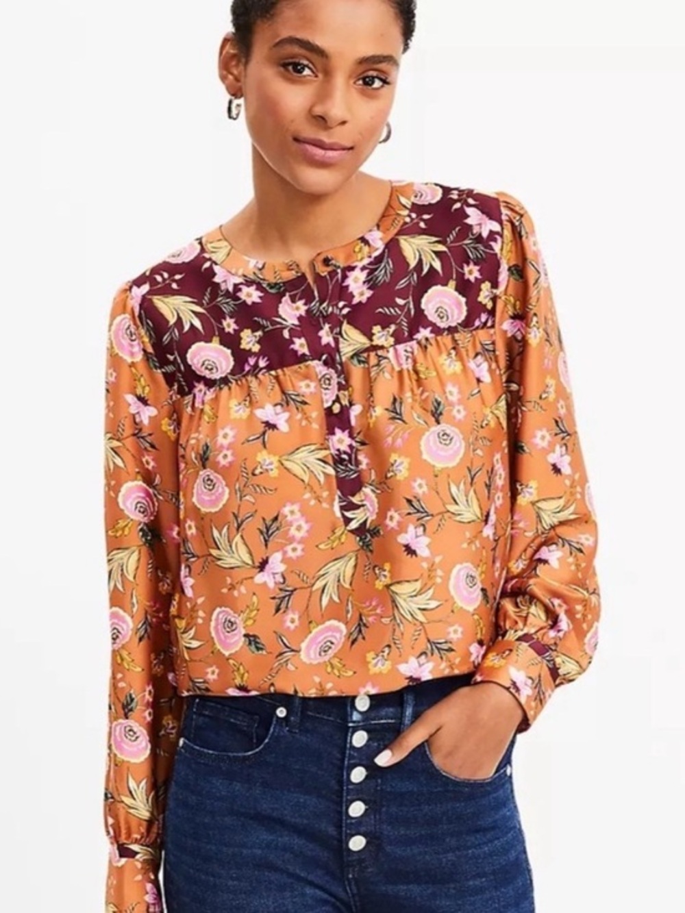LOFT Women’s Floral Mixed Pattern Blouse size small